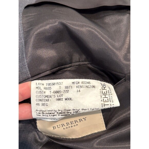 Burberry Mens Blazer Windowpane Gray Two Button Wool Sports Coat Suit Jacket 46R - Picture 4 of 14